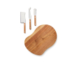 Cheese set with board and 3 stainless steel knives colour brown