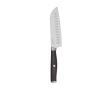 Santoku knife in recycled stainless steel and wood, 14 cm blade colour silver
