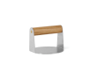 Stainless steel burger press with wooden handle colour brown