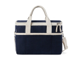 Recycled cotton cooler bag with shoulder strap and handles colour navy-blue
