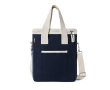 Recycled cotton cooler bag with shoulder strap and handles colour navy-blue