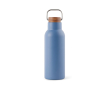 Recycled stainless steel bottle with wooden lid and handle, 580 ml colour blue
