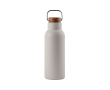 Recycled stainless steel bottle with wooden lid and handle, 580 ml colour grey