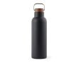 Recycled stainless steel bottle with wooden lid and handle, 800 ml colour black