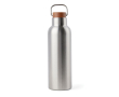 Recycled stainless steel bottle with wooden lid and handle, 800 ml colour silver