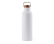 Recycled stainless steel bottle with wooden lid and handle, 800 ml colour white