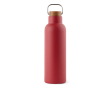 Recycled stainless steel bottle with wooden lid and handle, 800 ml colour red