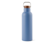 Recycled stainless steel bottle with wooden lid and handle, 800 ml colour blue