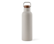 Recycled stainless steel bottle with wooden lid and handle, 800 ml colour grey