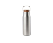 Recycled stainless steel bottle with wooden lid and handle, 300 ml colour silver