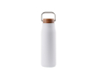 Recycled stainless steel bottle with wooden lid and handle, 300 ml colour white