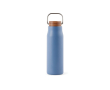 Recycled stainless steel bottle with wooden lid and handle, 300 ml colour blue