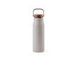 Recycled stainless steel bottle with wooden lid and handle, 300 ml colour grey