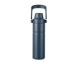 Recycled stainless steel thermal bottle, handle, dual opening, 600ml colour navy-blue