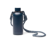 Recycled stainless steel thermal bottle with rope 400ml colour navy-blue