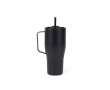 Recycled stainless steel bottle with straw, 800 ml colour black