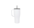 Recycled stainless steel bottle with straw, 800 ml colour white