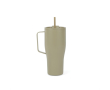 Recycled stainless steel bottle with straw, 800 ml colour green