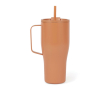 Recycled stainless steel bottle with straw, 800 ml colour orange
