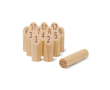Mini numbered skittle game with 12 pins and 1 throwing pin colour brown