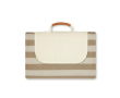 Large striped picnic blanket in fleece, 150 × 200 cm colour light brown