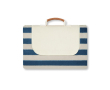 Large striped picnic blanket in fleece, 150 × 200 cm colour navy-blue