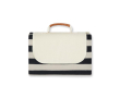 Striped picnic blanket in fleece and cotton with carry handle colour black
