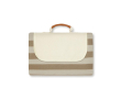 Striped picnic blanket in fleece and cotton with carry handle colour light brown