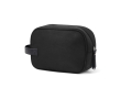 Soft-touch recycled polyester toiletry bag with side handle colour black