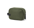 Soft-touch recycled polyester toiletry bag with side handle colour green