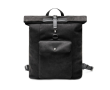 Faux leather backpack, modern design, secure closure, 15\" colour black