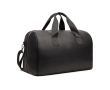 Recycled synthetic leather travel bag with large compartment colour black