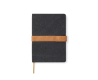 Recycled canvas notebook with magnetic strap, A5, ruled pages colour black