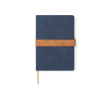 Recycled canvas notebook with magnetic strap, A5, ruled pages colour navy-blue