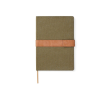 Recycled canvas notebook with magnetic strap, A5, ruled pages colour green
