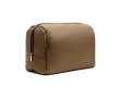 Recycled synthetic leather travel toiletry bag with full zip colour brown