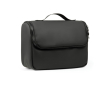 Water-repellent synthetic leather travel toiletry bag with handle colour black