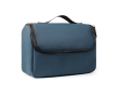 Water-repellent synthetic leather travel toiletry bag with handle colour navy-blue