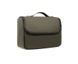 Water-repellent synthetic leather travel toiletry bag with handle colour green