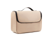 Water-repellent synthetic leather travel toiletry bag with handle colour ivory