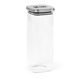 Glass container with recycled steel lid, 2.04 L