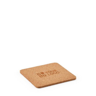 Square natural cork coaster made in Europe