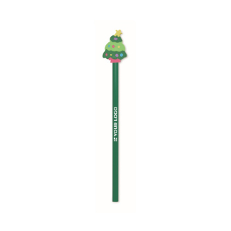 Poplar wood pencil with Christmas motifs and eraser