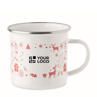 Christmas-style enamelled metal mug in individual box 300 ml