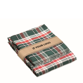 Checked cotton tablecloth with 4 included napkins 200 g/m²