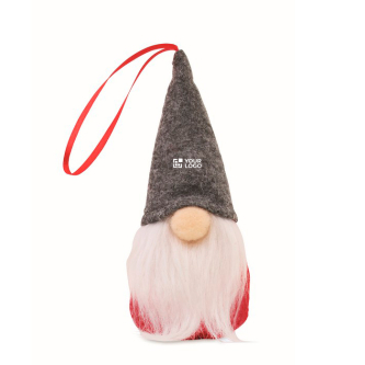 Cotton-filled gnome decoration with hanging ribbon