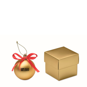 Christmas bauble to hang with ribbon, presented in a gift box