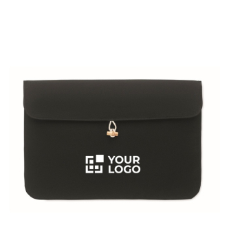 Cotton laptop sleeve with bamboo closure, 15', 120 g/m2