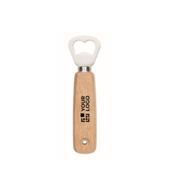 Rubberwood bottle opener with hanging hole