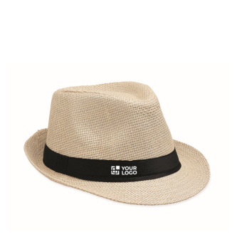 Paper straw hat with black polyester band
